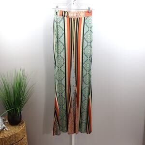 Boohoo Mixed Print Wide Leg Pants Size 2 Retro Boho Festival